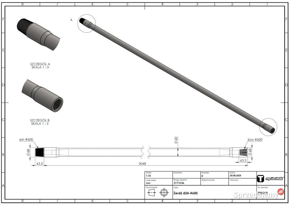 Żerdzie wiertnicze do wiertnicy HDD VERMEER Cielcza
