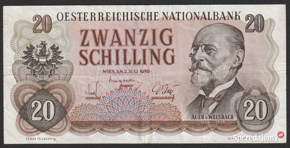 AUSTRIA 20 SCHILLING 1956 WELSBACH łódzkie Łódź sprzedam