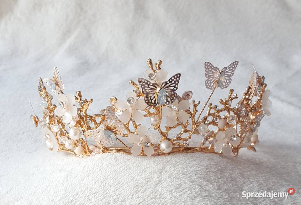 Korona tiara opaska naszyjnik kolczyki komplet Szczecin