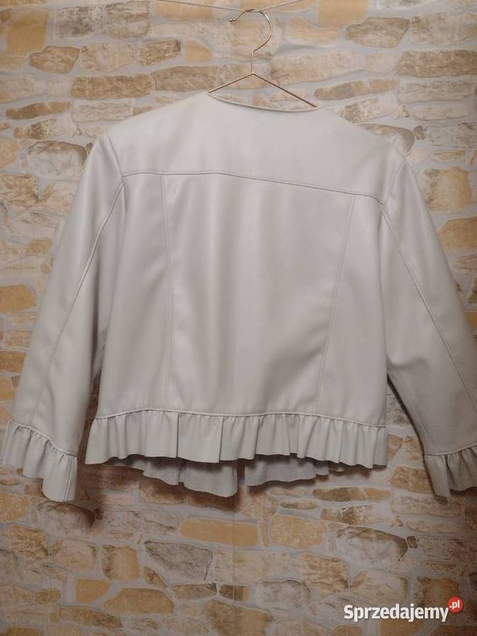 42XL ZARA Beżowa skórzana kurtka ramoneska z Moda i Styl Kraków sprzedam