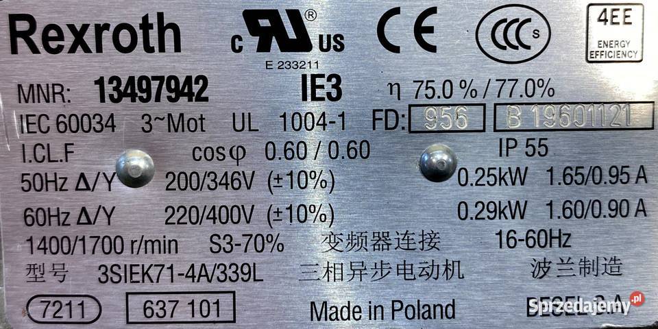 silnik elektryczny 025kW 1400obr 3fazowy BESEL