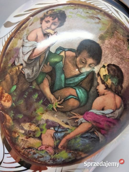 Wazon sygnowana porcelana kobalt złoto masa Gniezno