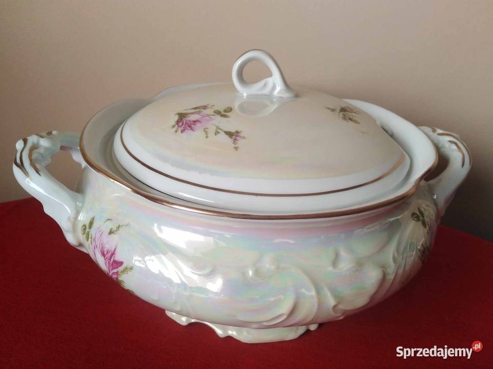 Duża Waza Porcelanowa Róża Szlachetna Błękit PRL dolnośląskie Wałbrzych