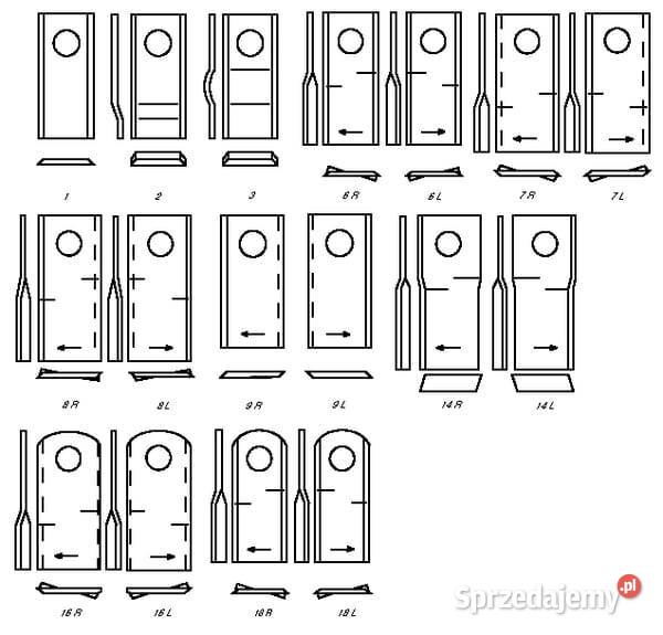 Nożyk kosiarki rotacyjnej 96x40x3 mm pasuje do
