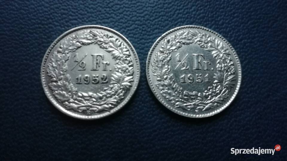 Szwajcaria 1/2 franka 1951 i 1952_srebro