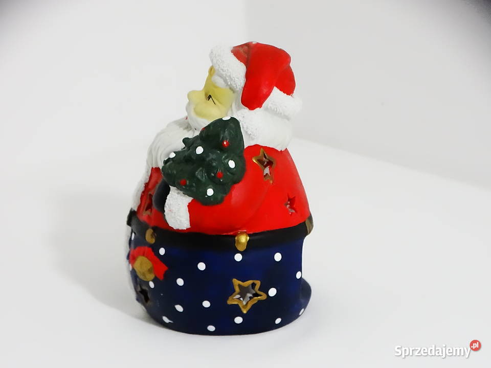 Ceramiczny Mikołajek świecący świecznik lubelskie Biłgoraj