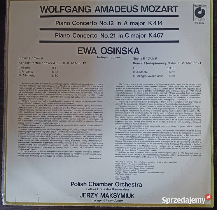 Mozart Piano concerto No12 in A major K 414 No21 Brwinów