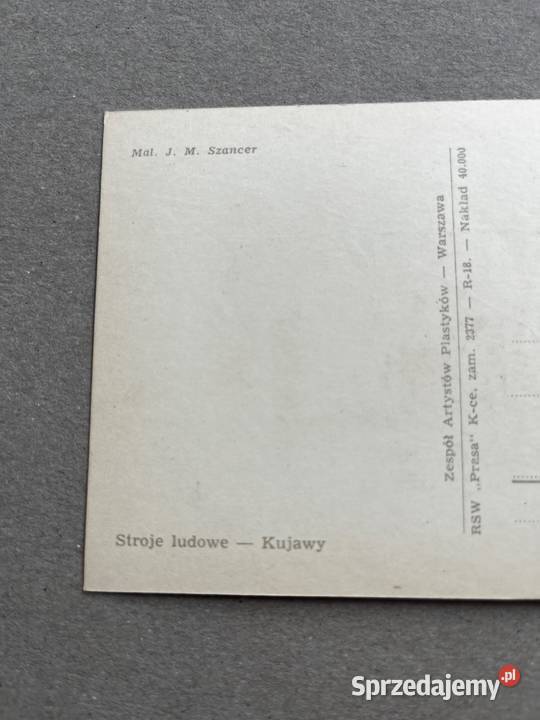 Pocztówka Stroje ludowe Kujawy J M Szancer śląskie Błażejowice