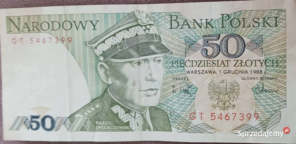 50 złotych 1 XII 1988 r seria GT Konin