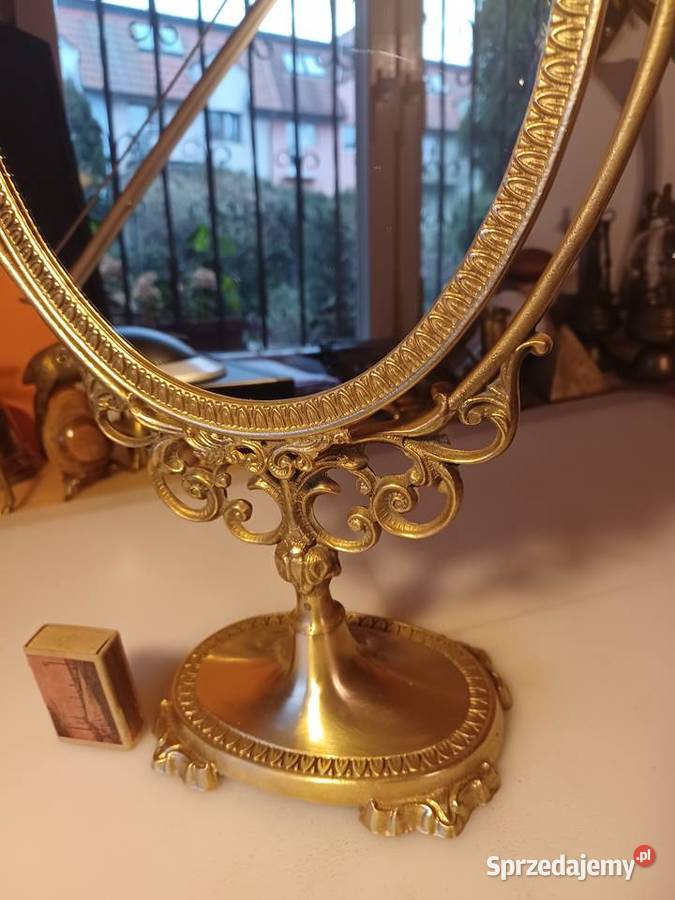 Piękne stare lustro toaletkowe Mosiądz
