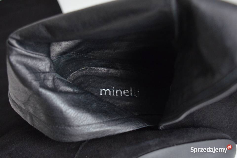 Zamszowe kozaki Minelli prawie kolano na szpilce Białystok