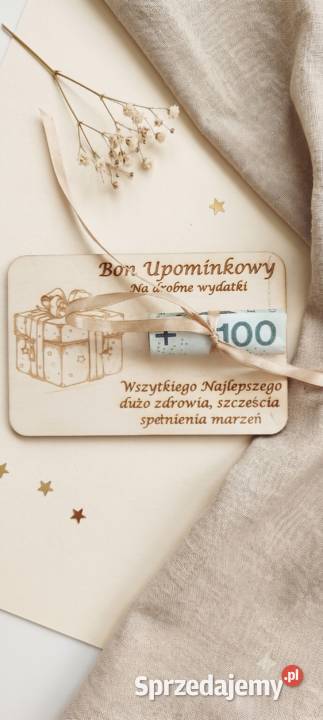 EKO drewniany Bon Podarunkowy SzubalaArt Kartki okolicznościowe Krapkowice sprzedam