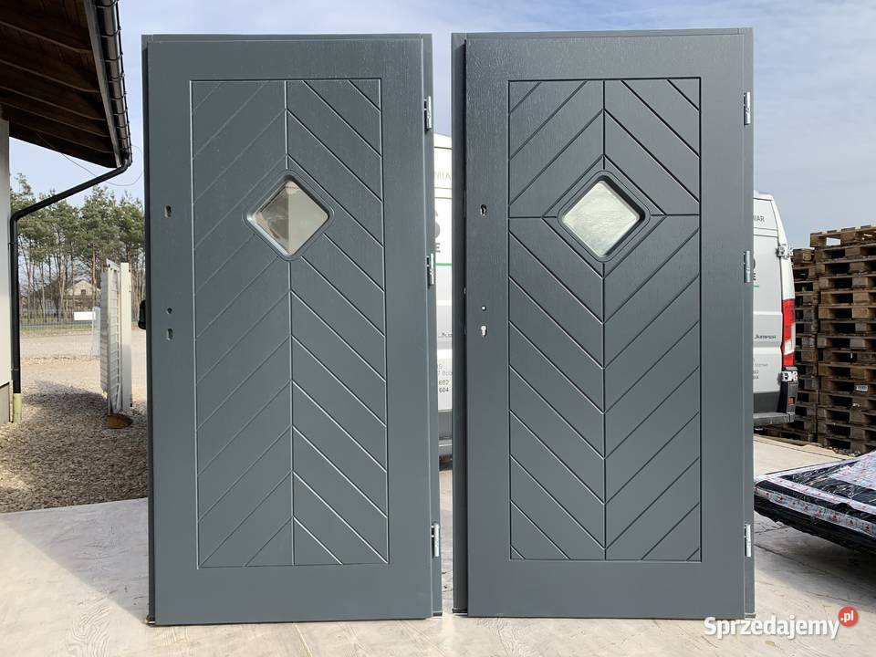 DRZWI ZEWNĘTRZNE GR 75MM DREWNIANE dąb ral 5010