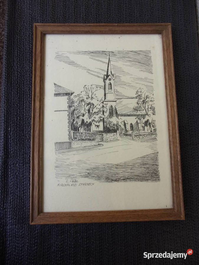 Ładna stylowa rycina wykonana piórkiem w