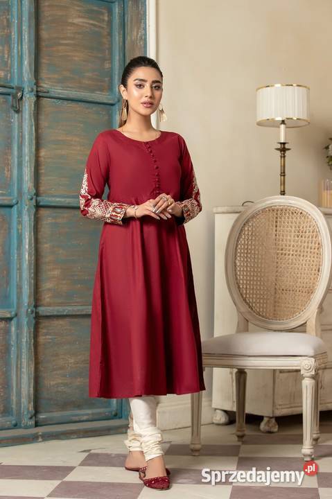 Orientalna tunika sukienka czerwona S 36 bawełna