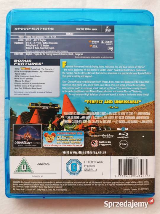 Toy Story 2 Bluray En 1999 Special Edition łódzkie sprzedam