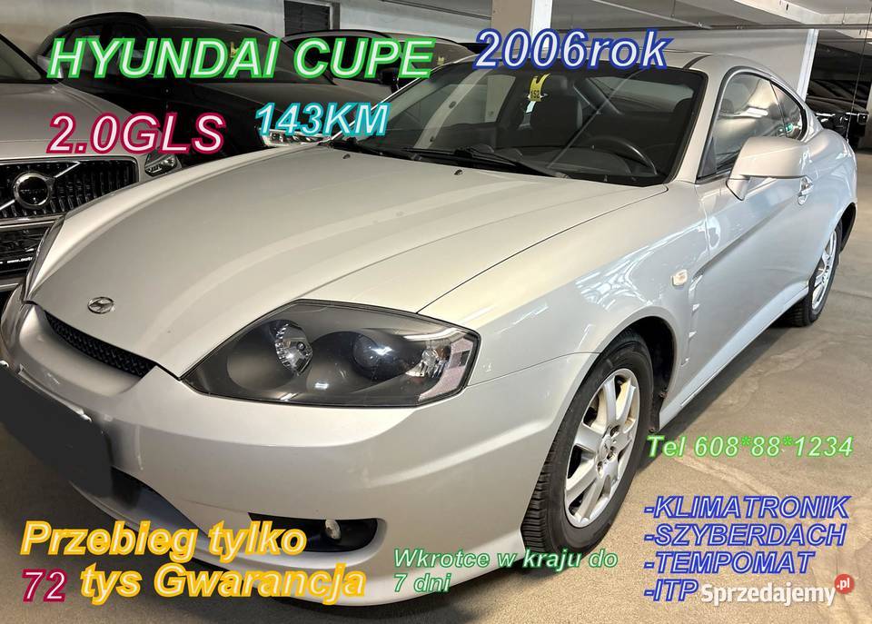 Hyundai Coupe 20 GLS20 143 72 przebieg Bogata tempomat Bochnia
