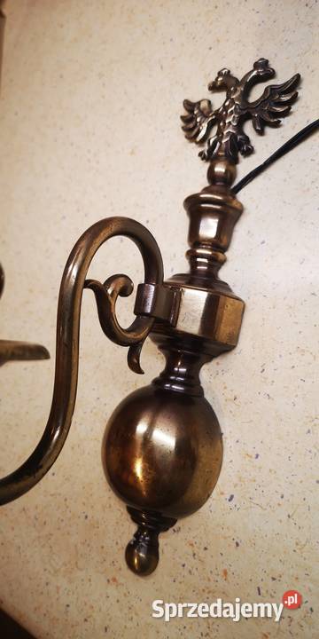 Mosiężny kinkiet z dwugłowym orłem AustroWęgry Gdańsk