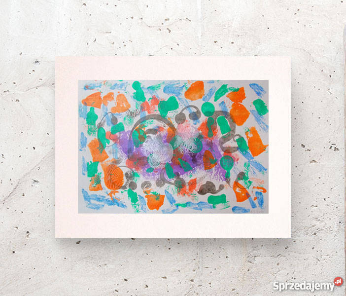 lofty design grafika nowoczesna abstrakcja obraz wielokolorowy Kraków sprzedam