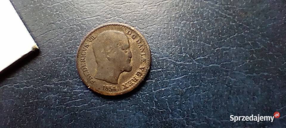 Stare monety 4 skilling 1854 Dania srebro