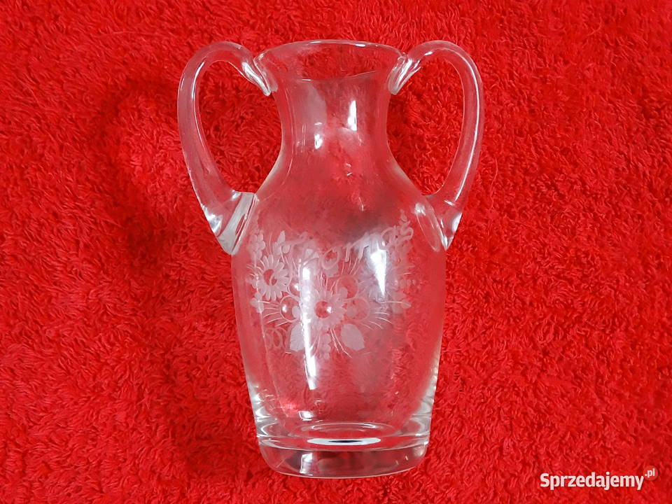 Elegancki Szklany Wazonik Amfora z Grawerem lubelskie Biłgoraj