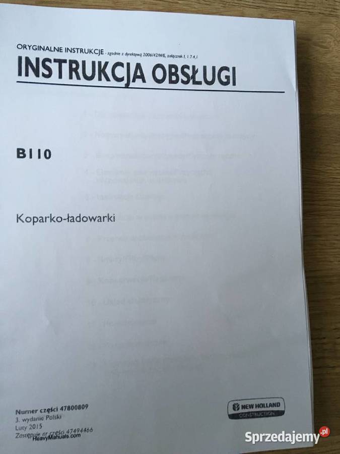 dtr instrukcja obsługi holland b 110 i inne Szczecin