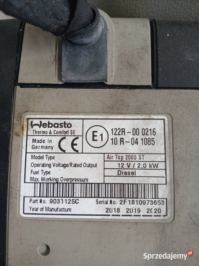 Webasto 2 kw 12V typ ogrzewania suchego Łódź