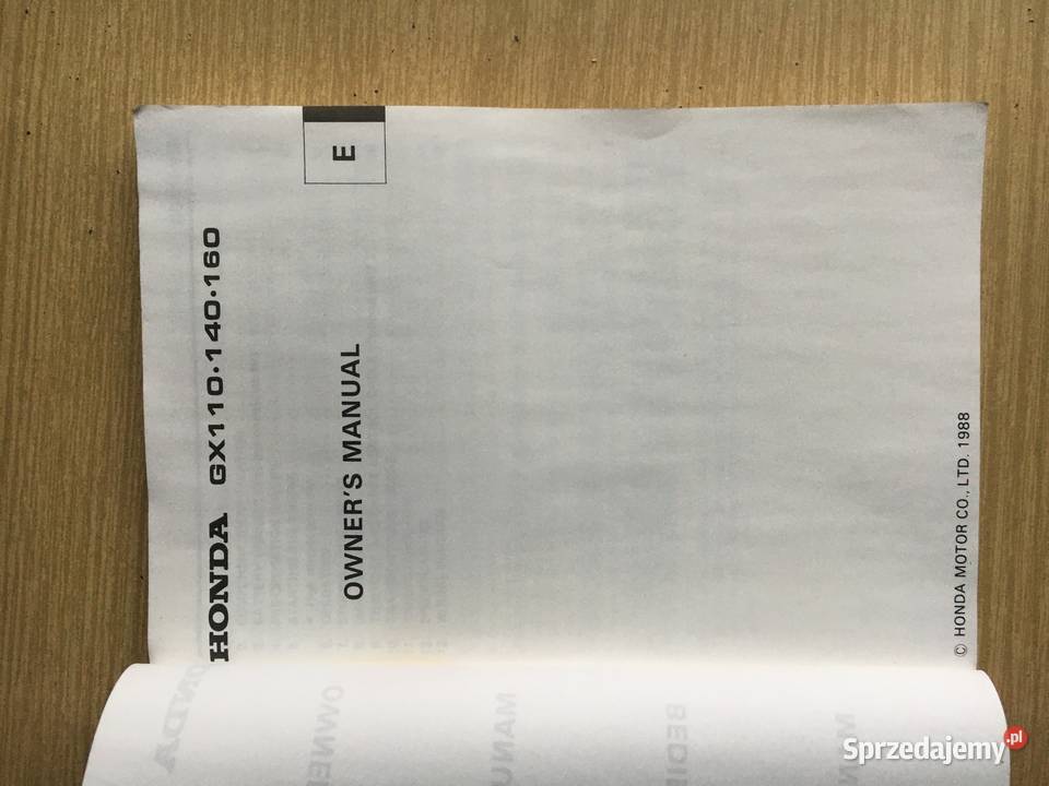 Honda GX110 GX140 GX160 Owners Manual Łęczyca sprzedam