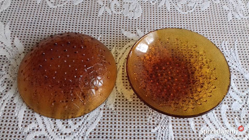 Miseczki szklane okrągłe w kolorze bursztynu małopolskie Kraków