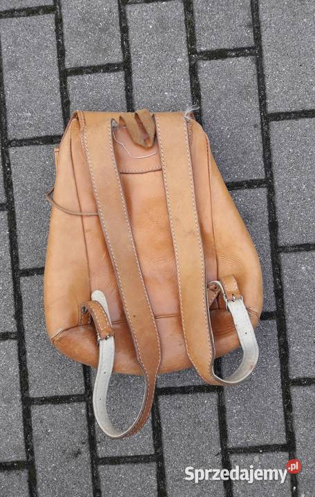 Stary plecak Vintage skóra PRL lata 60 70 ładny pomorskie Gdynia