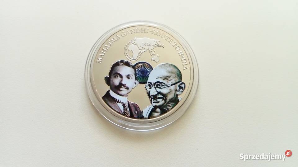 Moneta - medal Mahatma Gandhi 1914 - 2014. Droga do Indii