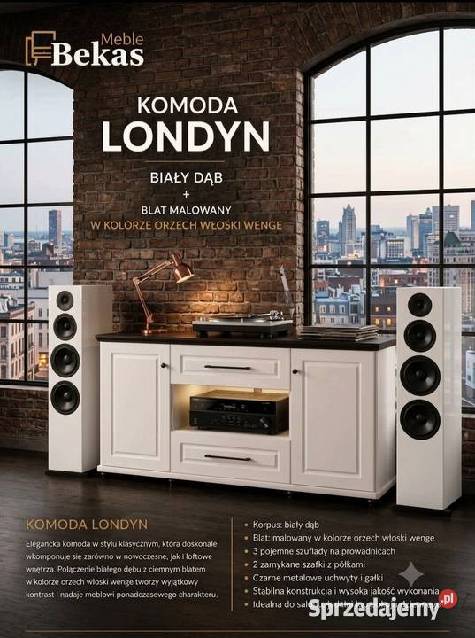 KOMODA RTV 150 2D Niska LONDYN Biała Dąb dolnośląskie