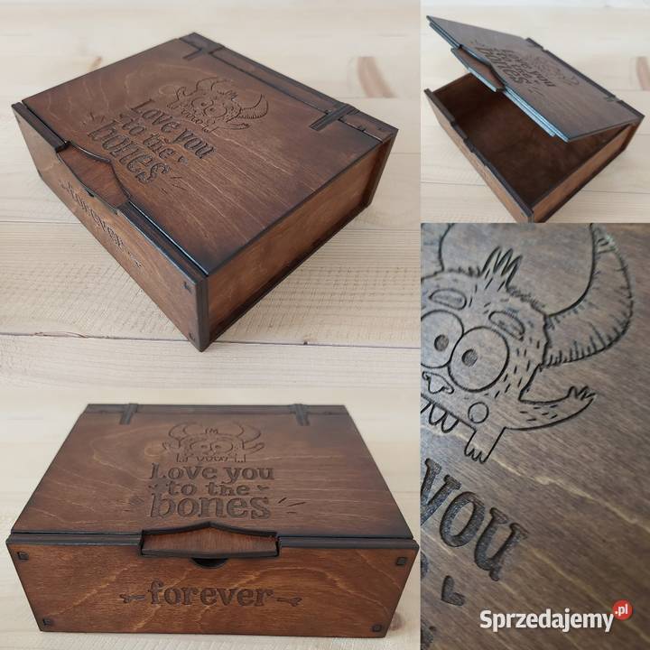 Pudełko Kocham Cię do szpiku kości Drewniane Rękodzieło