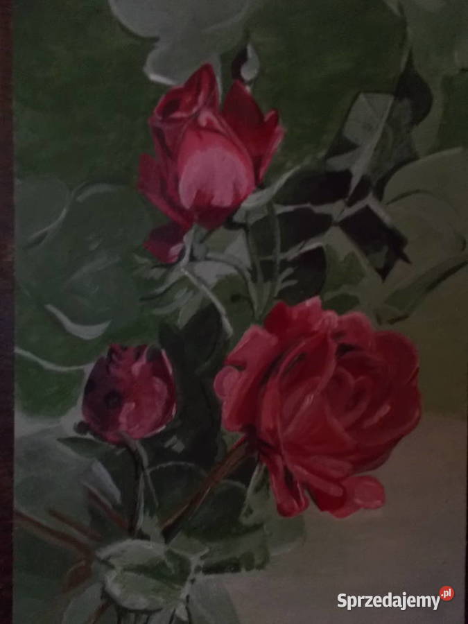 Bukiet RóżAkryl na Starej DesceStyl Antyki, Sztuka, Kolekcje Szczecin