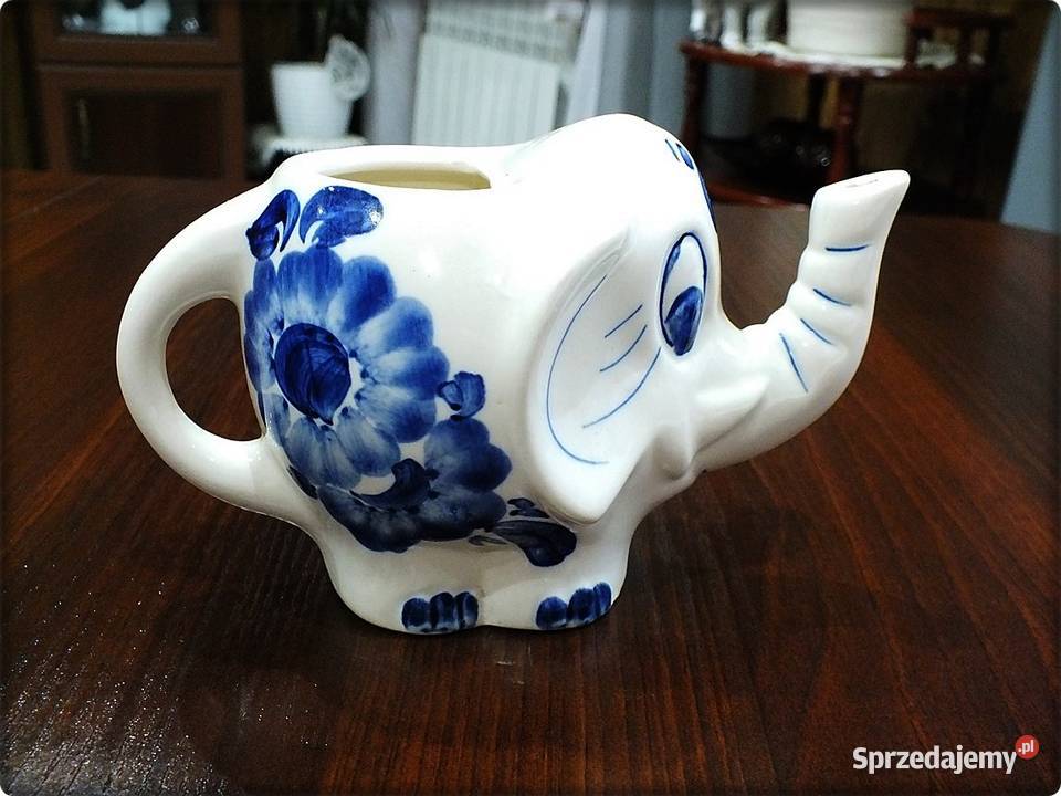 Figurka SŁOŃ ręcznie malowany Mlecznik ceramika Żary