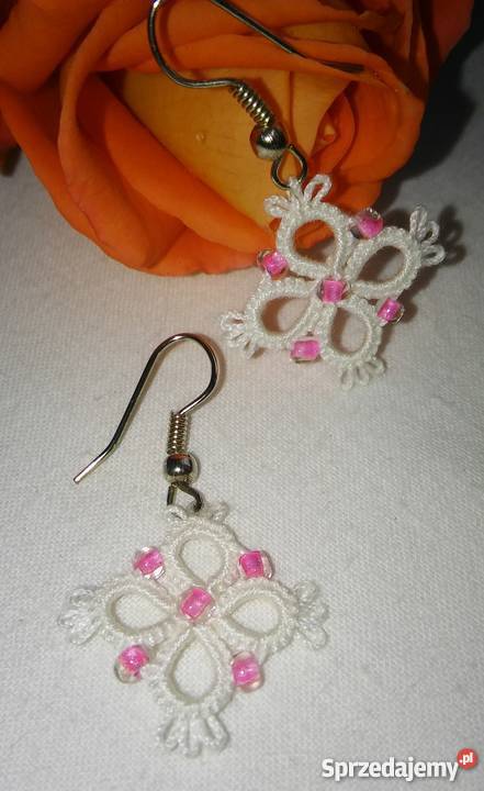 Kolczyki Frywolitkowe Wiśniowa