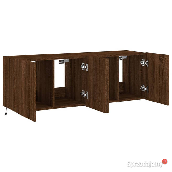 Ścienne szafki TV z LED 2 brązowy dąb 60x35x41 Warszawa