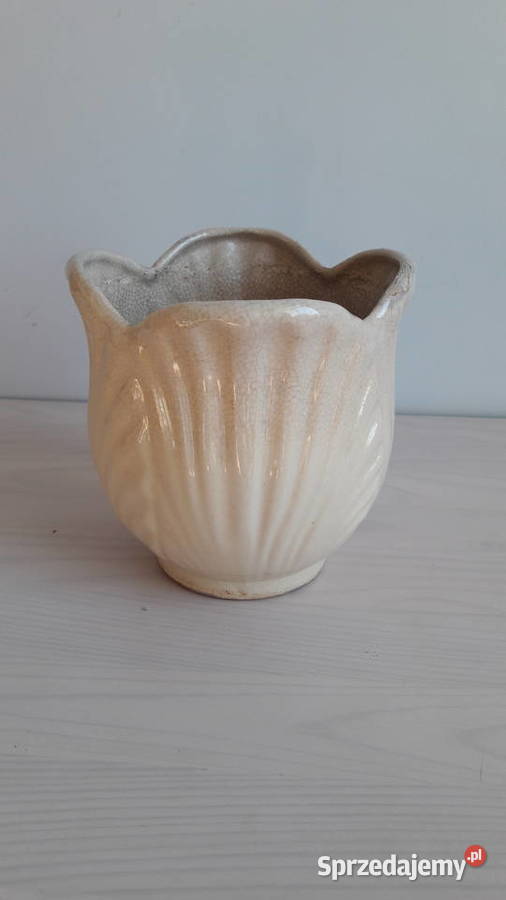 Doniczka ceramiczna kremowa Głuchołazy