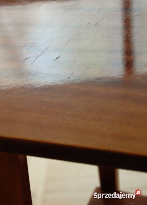 Stolik pod radio i TV PRL modernizm mahoń 63cm