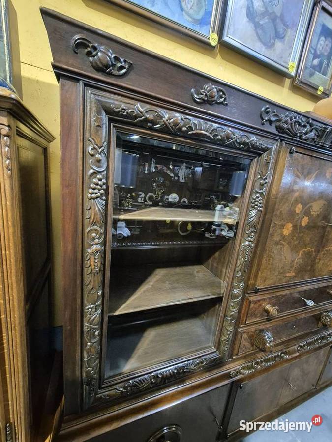 Kredens rzeźbiony z intarsją 5cm Rawa Mazowiecka