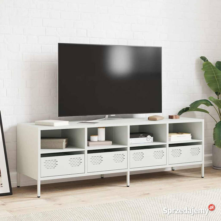 Szafka RTV biała 135x39x435 stal walcowana na