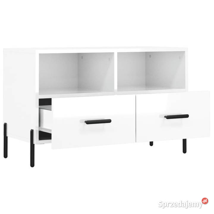 Szafka pod TV biała wysoki połysk 80x36x50