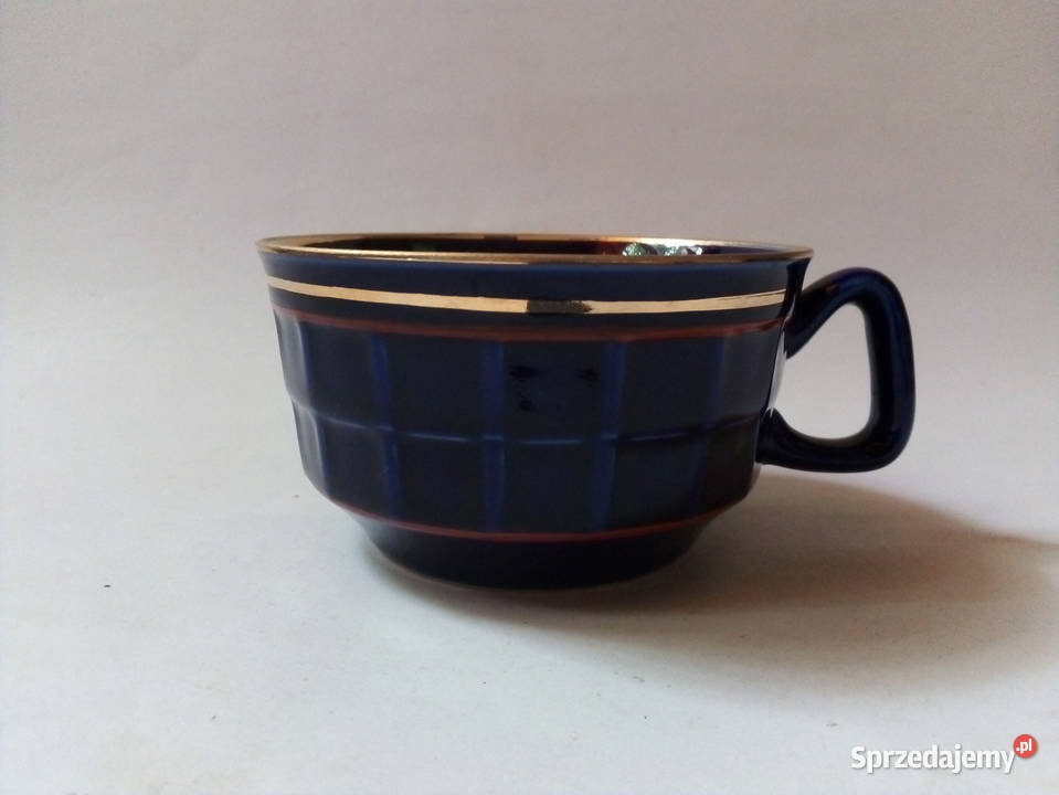 kobaltowa filiżanka kratka Pruszków porcelit Częstochowa