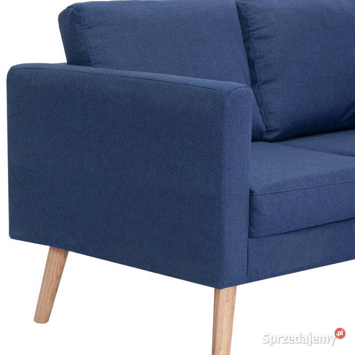 2osobowa sofa tapicerowana tkaniną niebieska