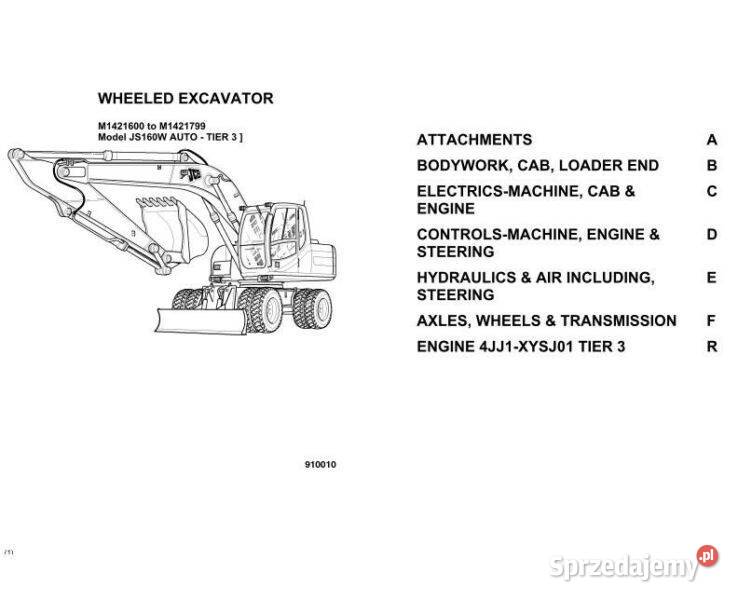 Katalog części JCB JS 130W, 145W, 160W, 175W, 200W KOPARKA