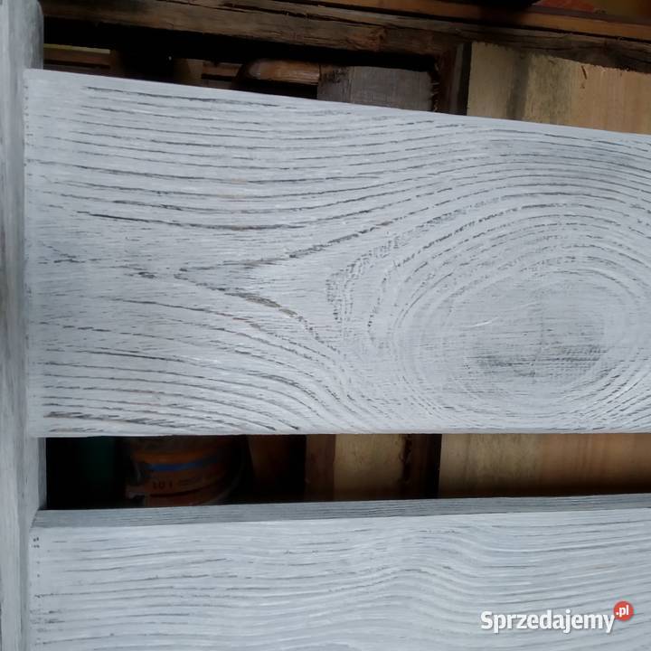 Nowe własnoręcznie postarzane szczotkowane łóżko szary/srebrny Nisko