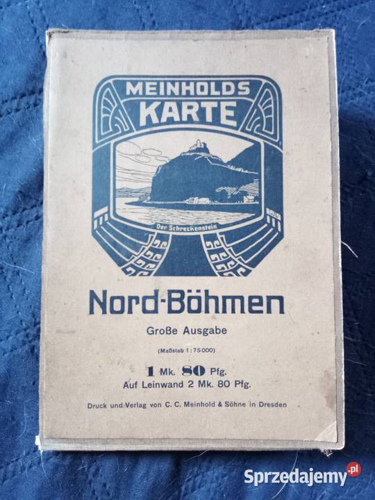 Stara mapa na płótnie Północnych Czech wydanie Świdnica
