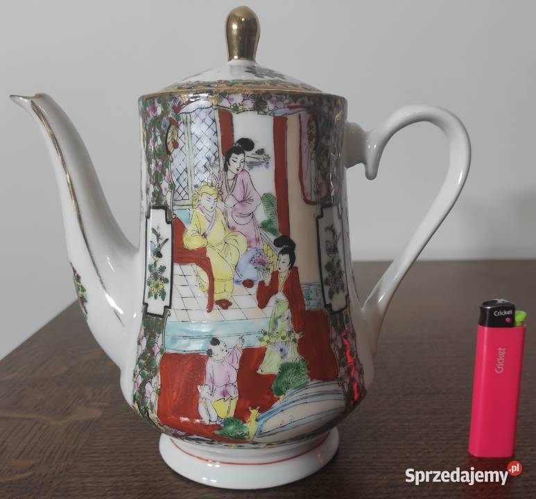Famille Rose duży 21 chiński imbryk porcelanowy Antyki, Sztuka, Kolekcje mazowieckie Warszawa
