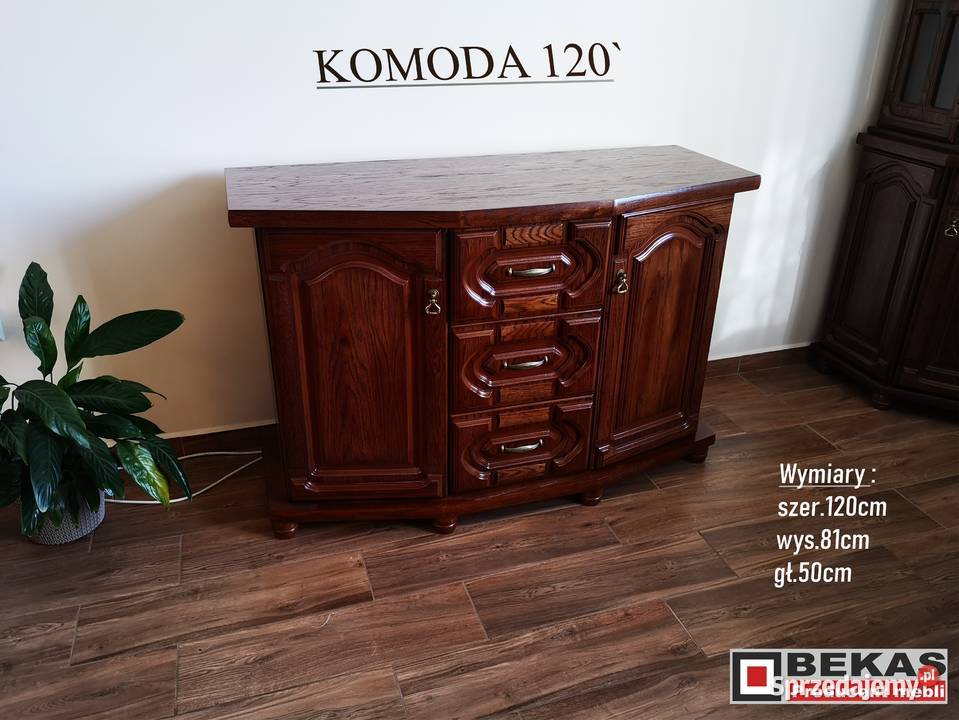 Śliczna Komoda 120 Wysoka 3D2S Dąb Rustikalny Dąbrowa Górnicza
