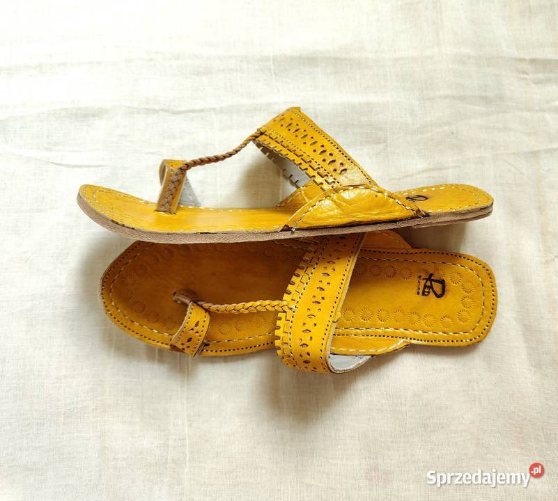 KOHYL Skórzane japonki kohalpuri 37 żółte